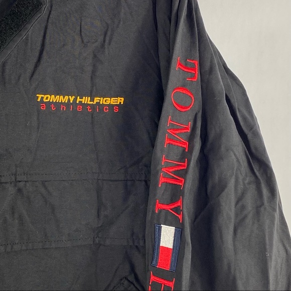 Vintage Tommy Hilfiger Athletic Windbreaker Jacket Hood Pullover Spell Out Small - Picture 3 of 8